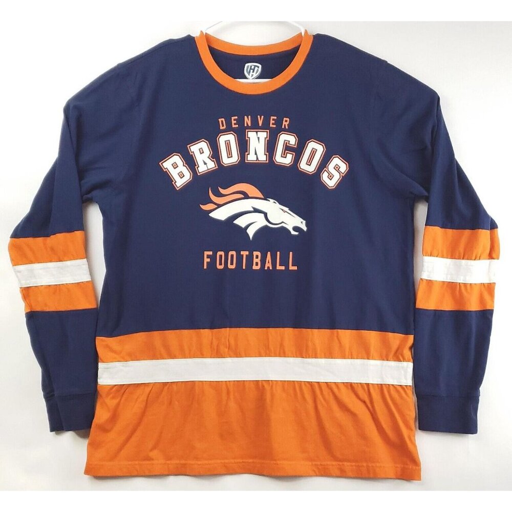 Denver Broncos Hands High G-III Shirt Mens XL Blue Orange Long Sleeve *spot
